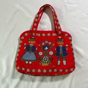 Vintage 70s Kolf of Austria red folk art purse